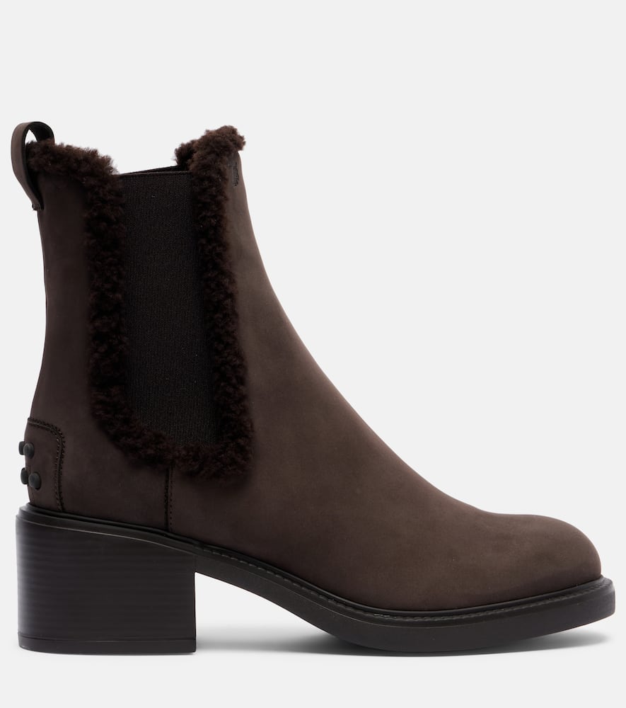 Tod's Shearling-lined Leather Chelsea Boots In Brown