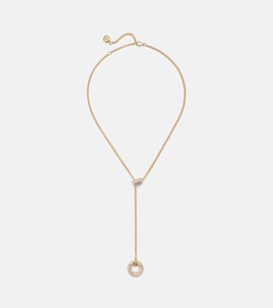 Shay Jewelry Orbit Lariat 18kt Gold Necklace With Diamonds In Gold