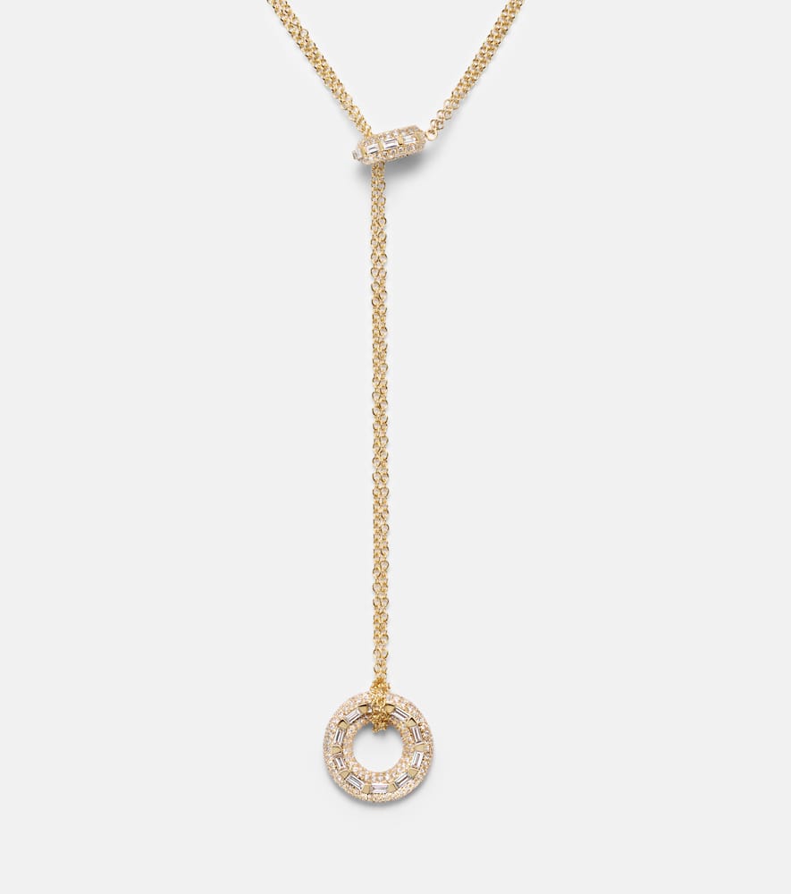 Shay Jewelry Orbit Lariat 18kt Gold Necklace With Diamonds In Gold