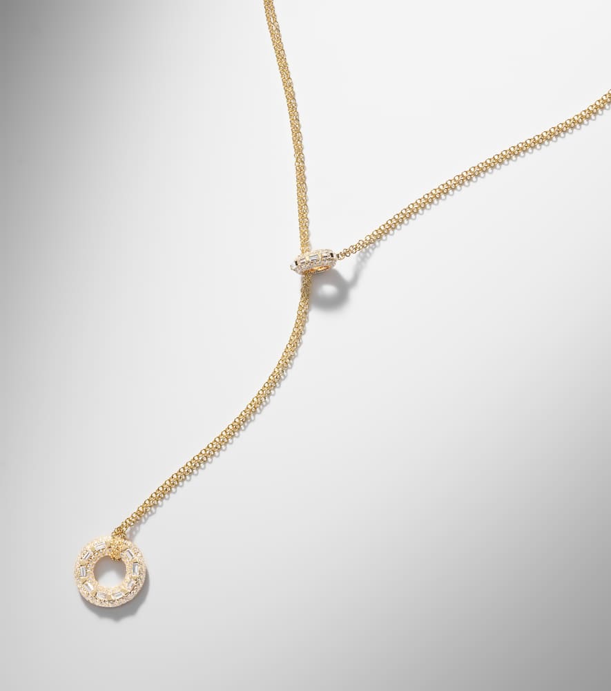 Shay Jewelry Orbit Lariat 18kt Gold Necklace With Diamonds In Gold