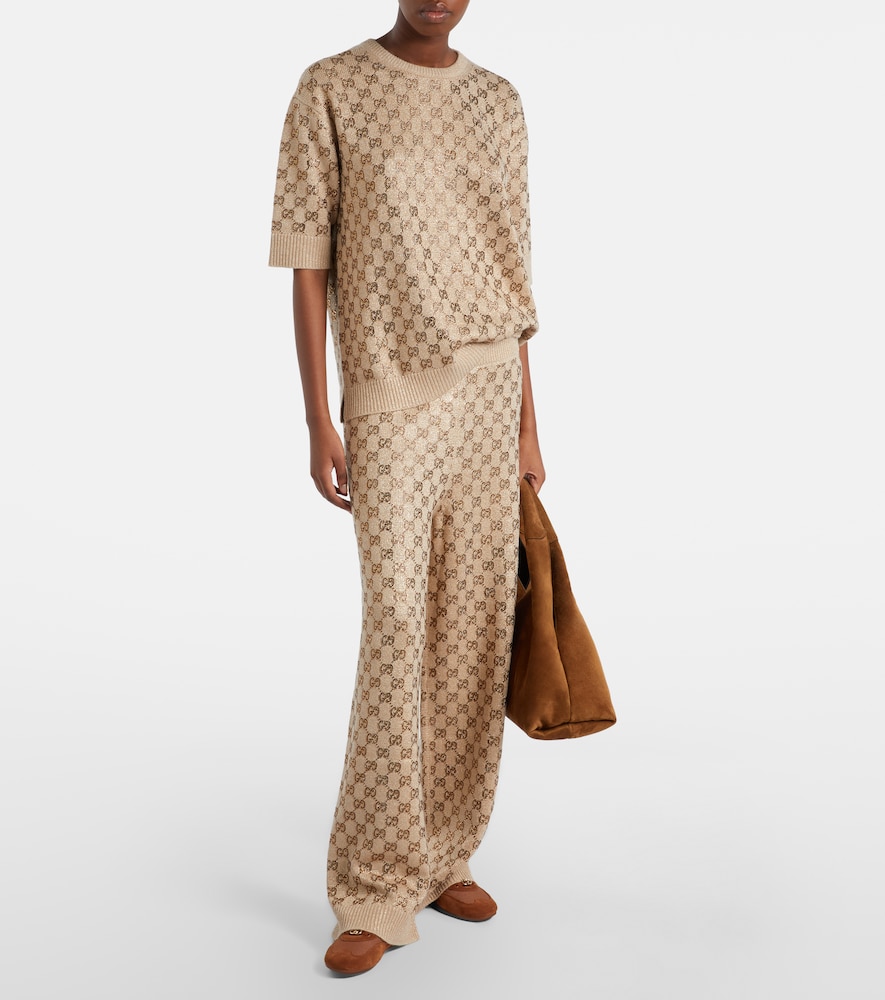  Gucci Gucci Gg Wool And Cashmere-blend Wide-leg Pants 