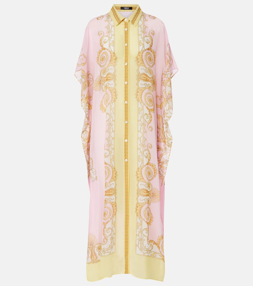 Versace Underwater Barocco Georgette Kaftan In Animal Print