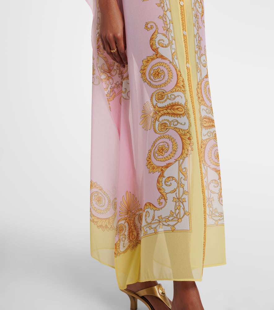 Versace Underwater Barocco Georgette Kaftan In Animal Print