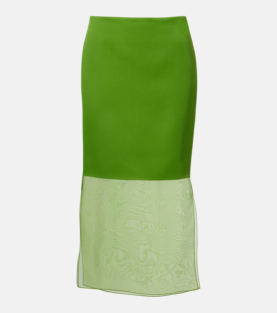 Khaite Women's Green Sybil Layered Midi Skirt Uk Size 16