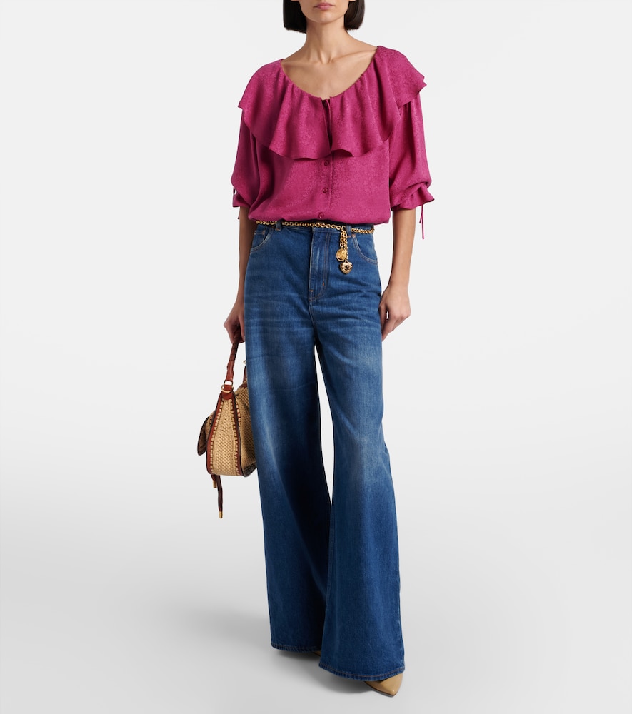 Chloé Ruffled silk jacquard blouse