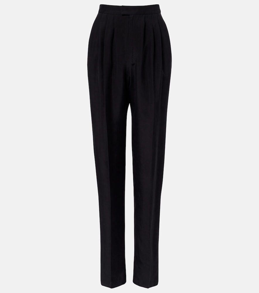 Saint Laurent Pleated silk straight pants