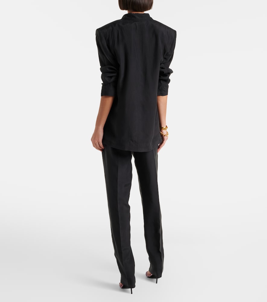  Saint Laurent Saint Laurent Pleated Silk Straight Pants 