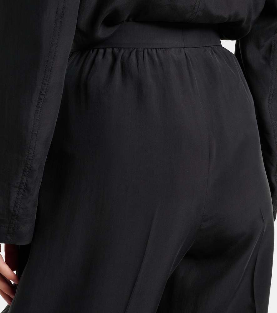Pleated Silk Straight Pants