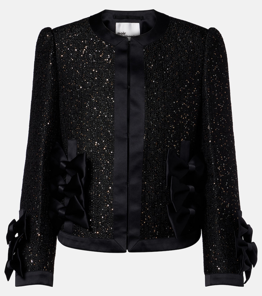 Noir Kei Ninomiya Satin-trimmed Sequined Jacket In Blue