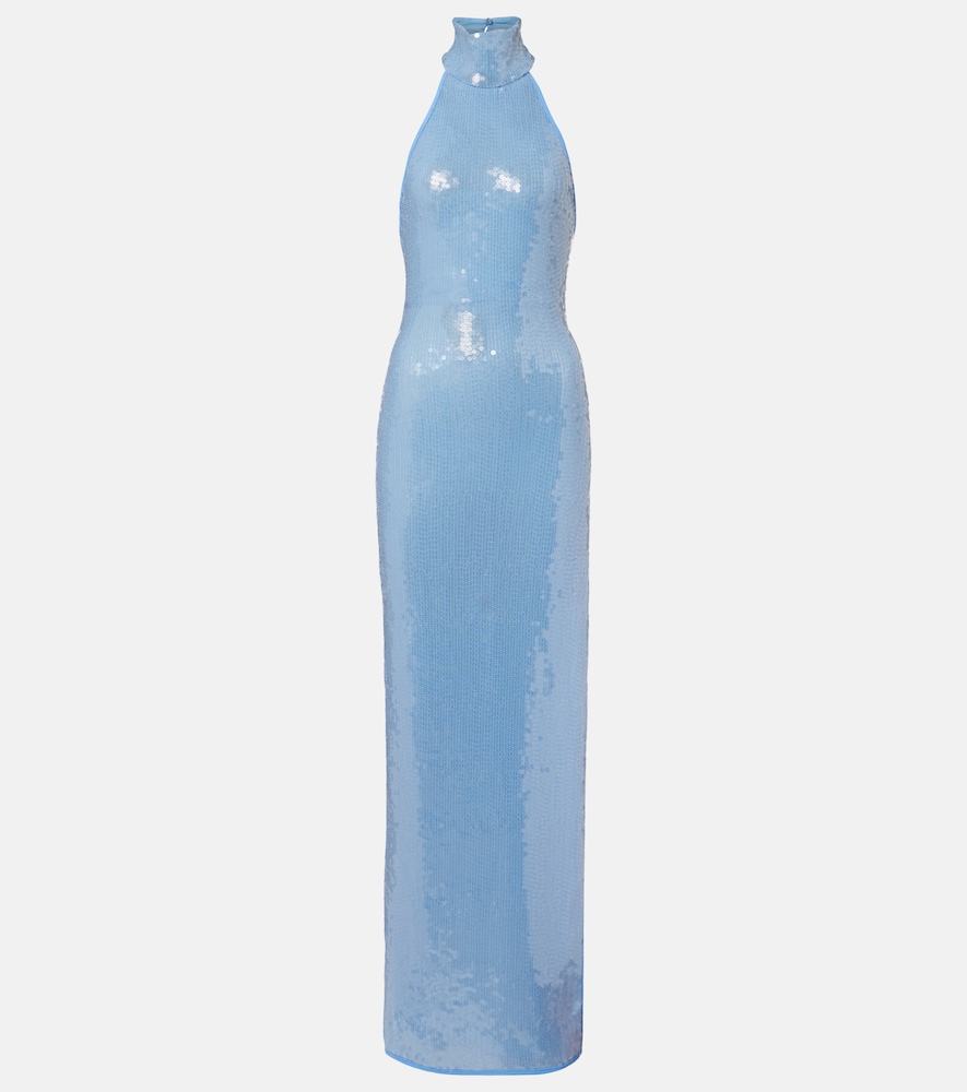 Oseree Oséree Sequined halterneck maxi dress