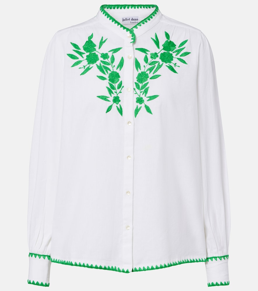 Juliet Dunn Embroidered cotton and linen shirt