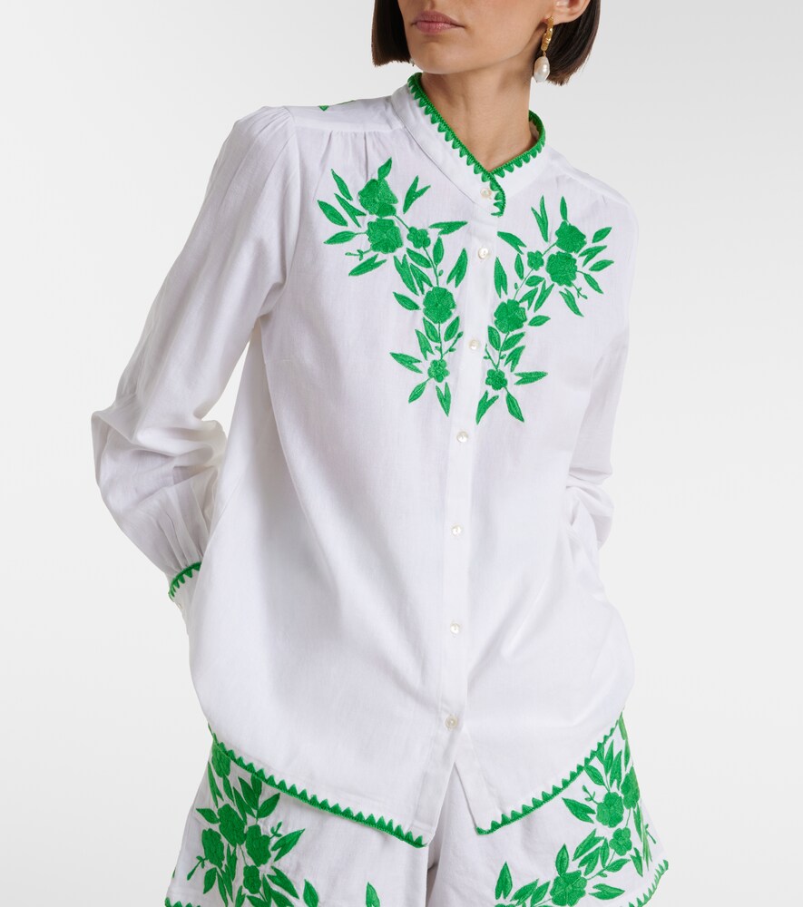 Juliet Dunn Embroidered cotton and linen shirt