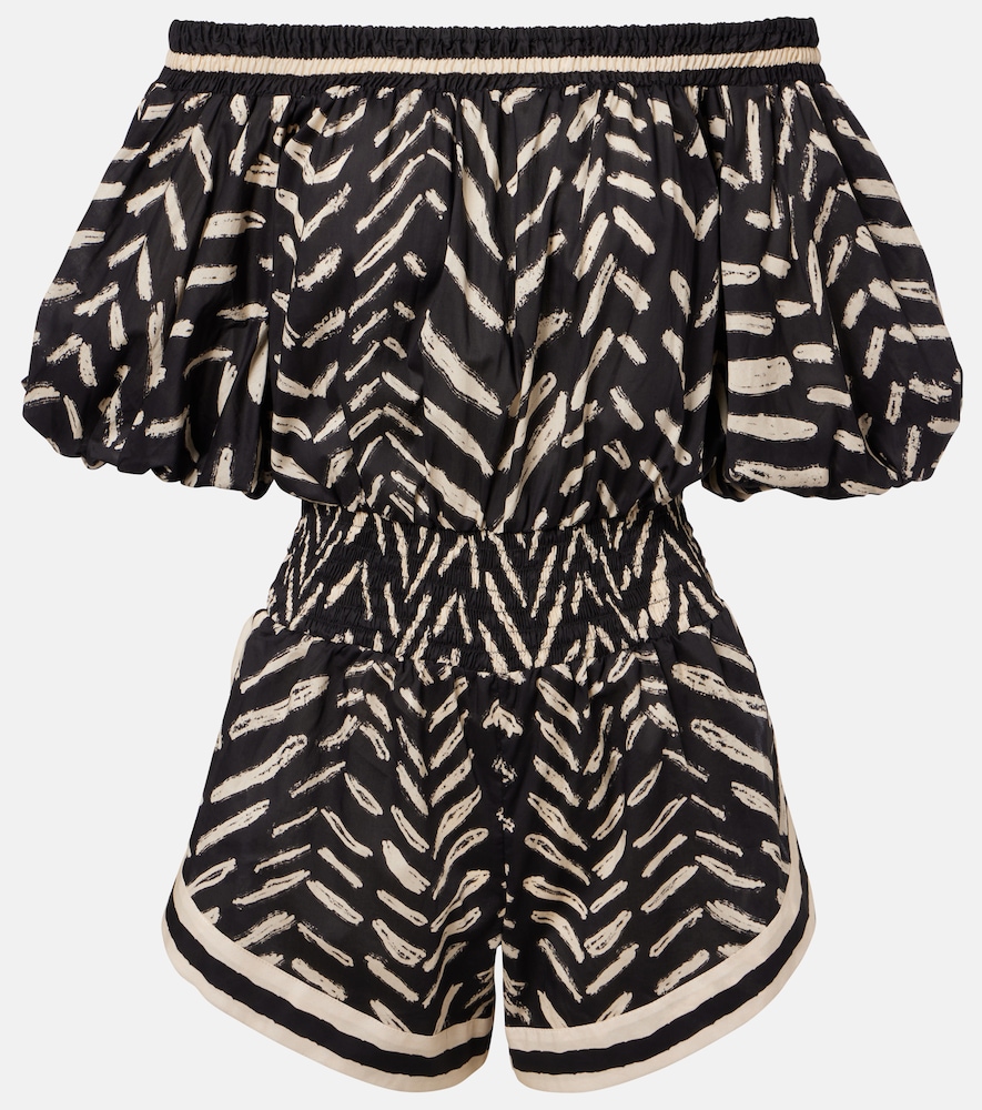 Jumpsuit corta in cotone con stampa
