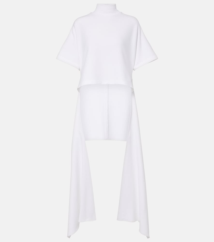 Alaia Women's White Asymmetric Cotton-Blend Jersey T-Shirt UK Size 10 - Mytheresa