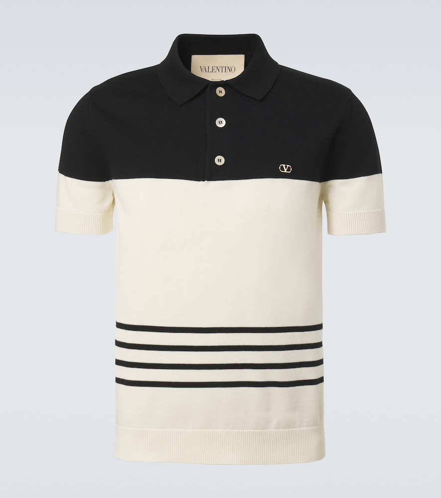Valentino Vlogo Striped Cotton Polo Sweater