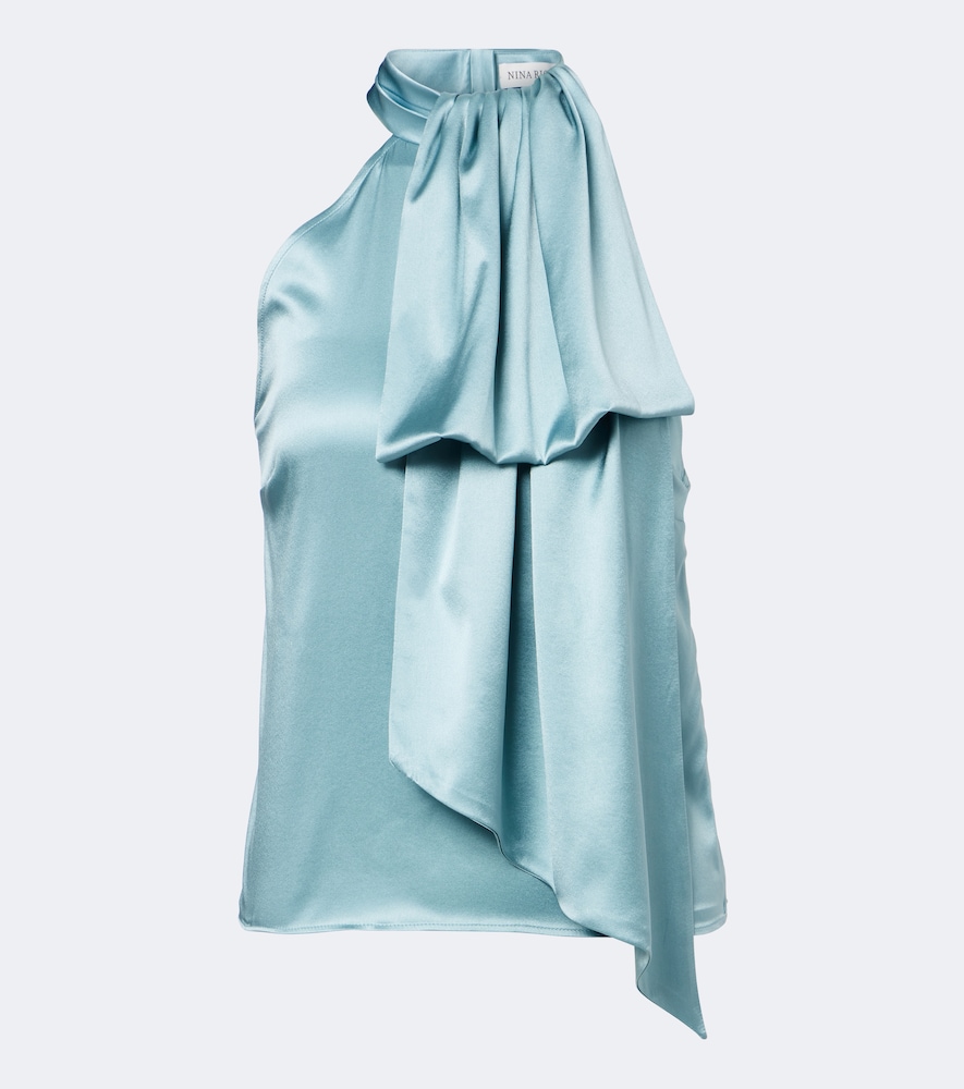 Top aus Satin aus einem Seidengemisch
