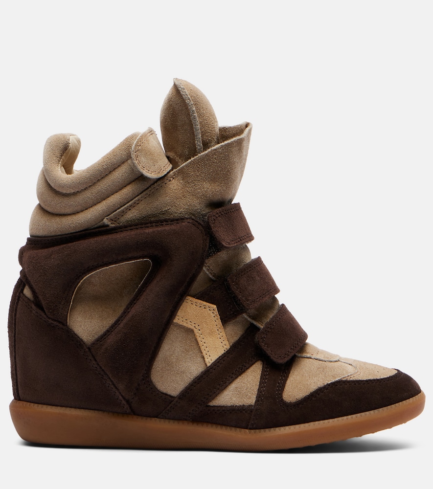  Isabel Marant Isabel Marant Bekett Leather And Suede Wedge Sneakers 