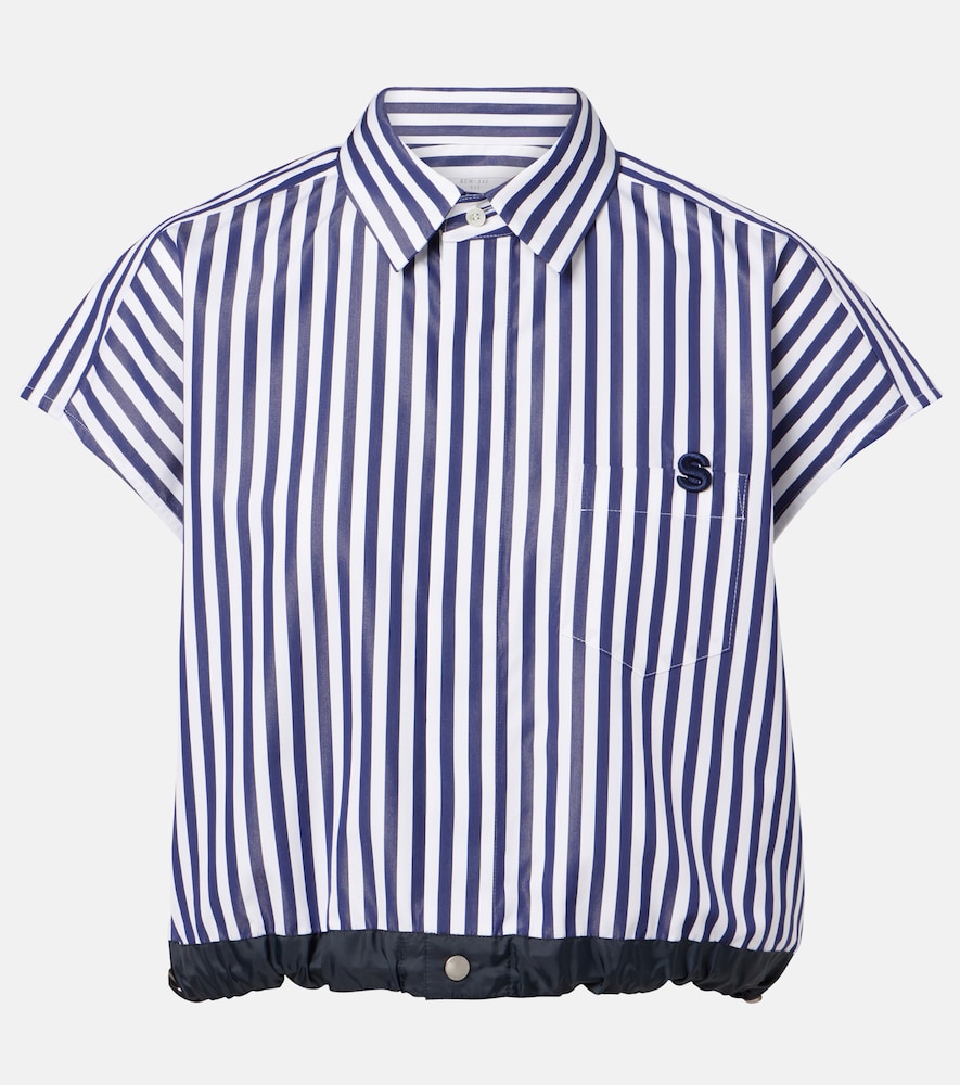 Sacai Women's Blue Striped Poplin Shirt UK Size 14 - Mytheresa