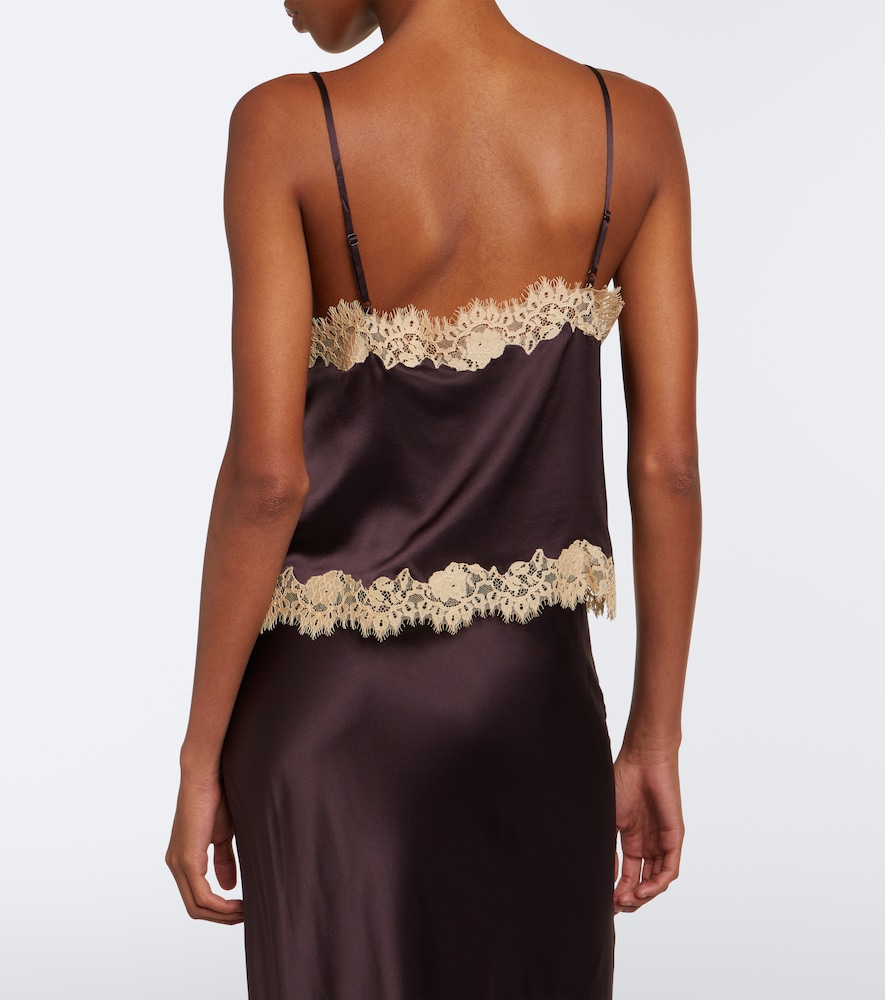 Dôen Kira Lace-Trimmed Silk Satin Camisole