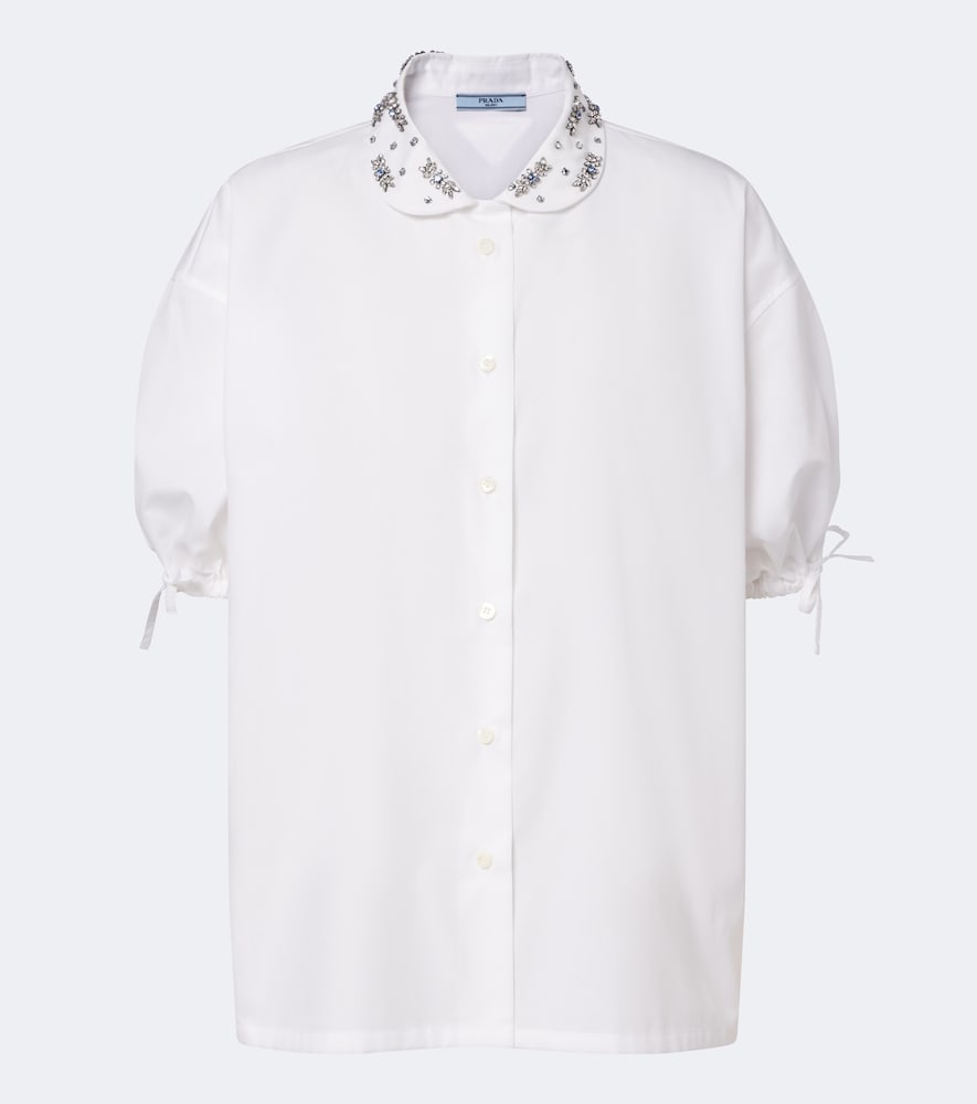 Camicia in popeline con cristalli