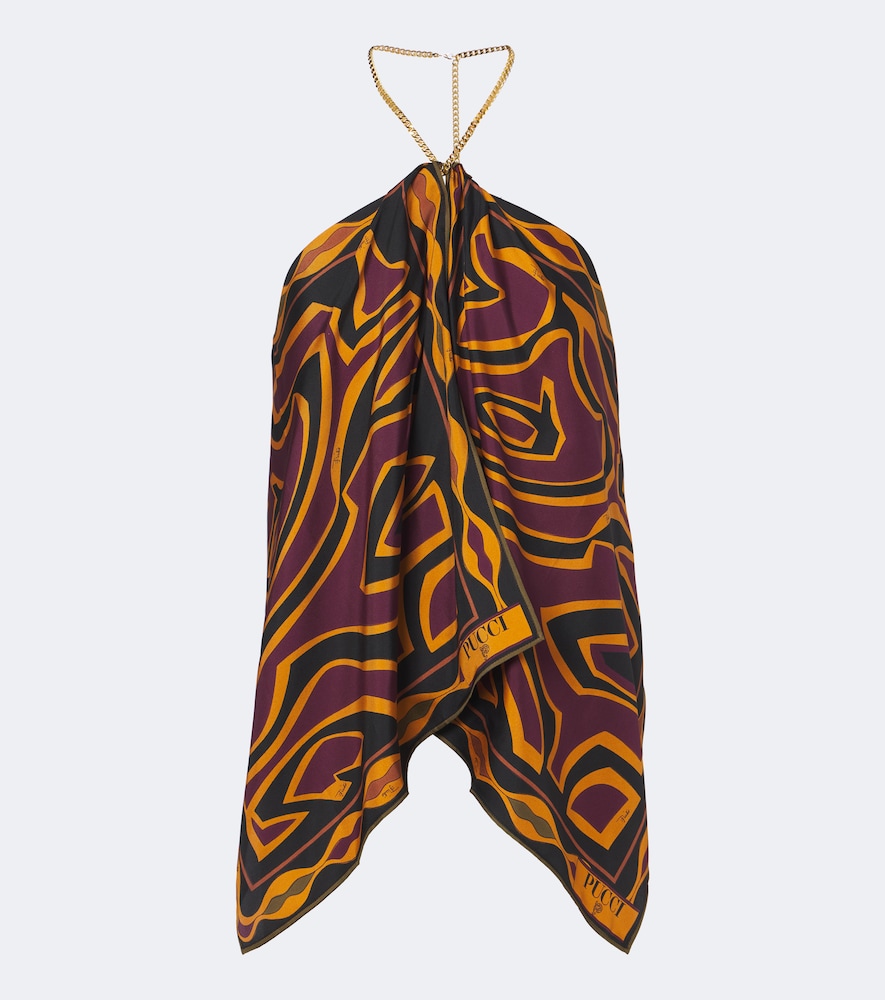 Pucci Labirinto Silk Twill Halterneck Top