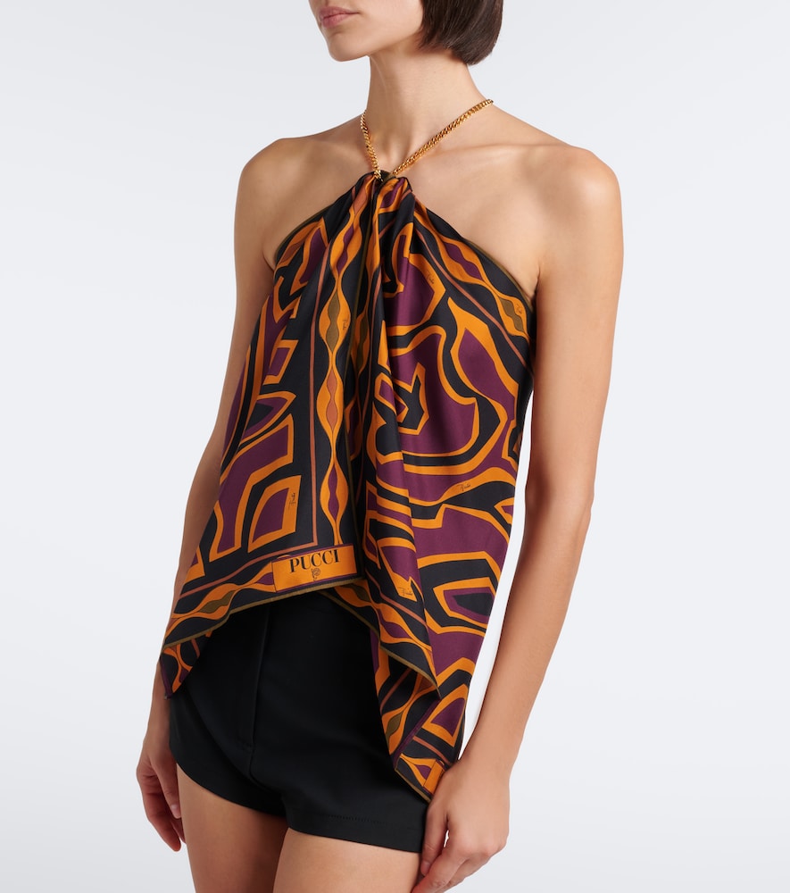 Pucci Labirinto Silk Twill Halterneck Top
