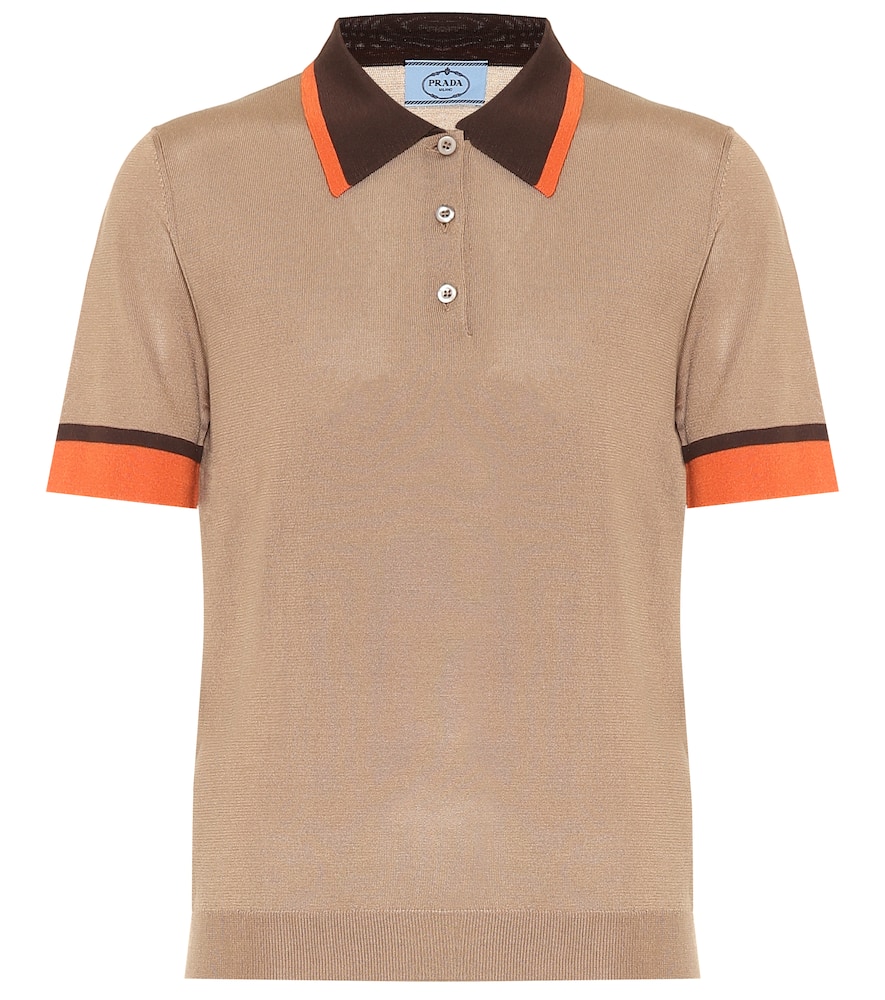 Prada Silk Polo Shirt In Brown | ModeSens