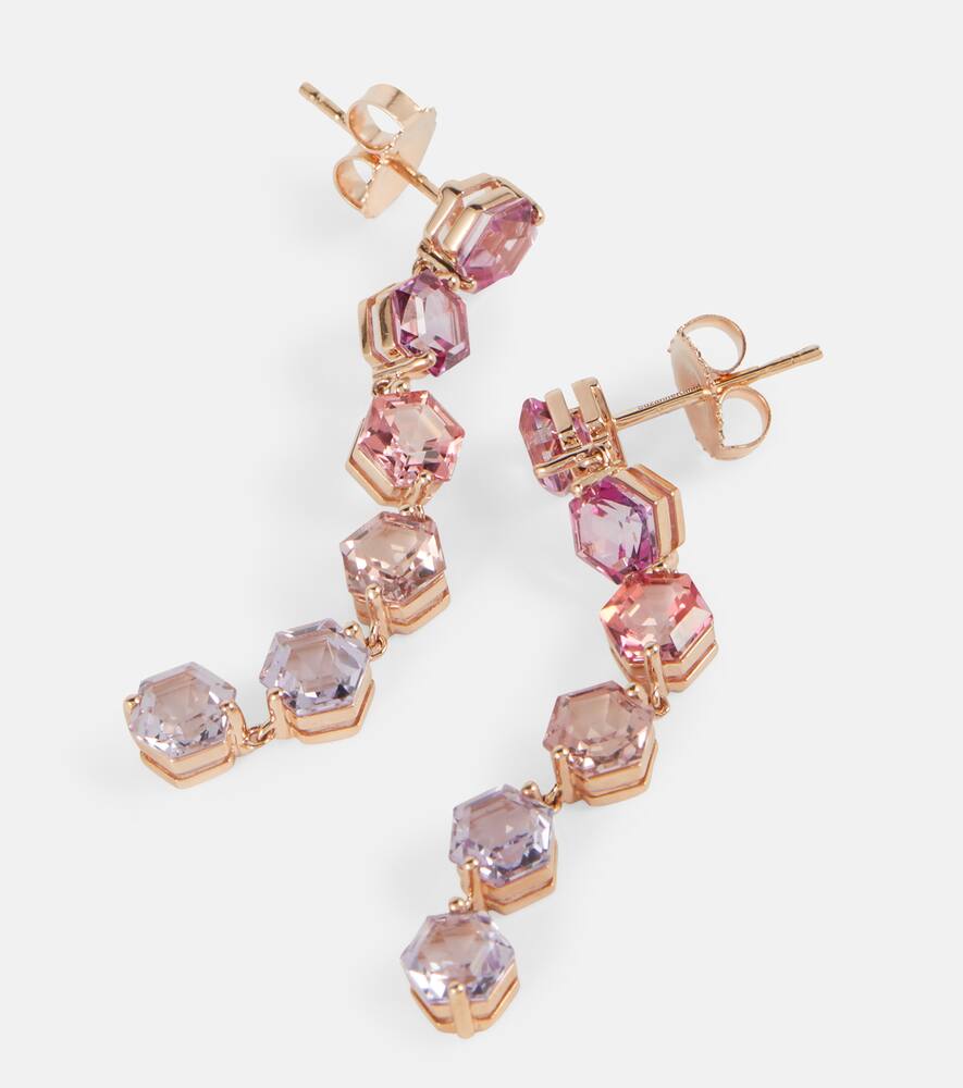 Suzanne Kalan 14kt Rose Gold Drop Earrings With Topaz In Gold