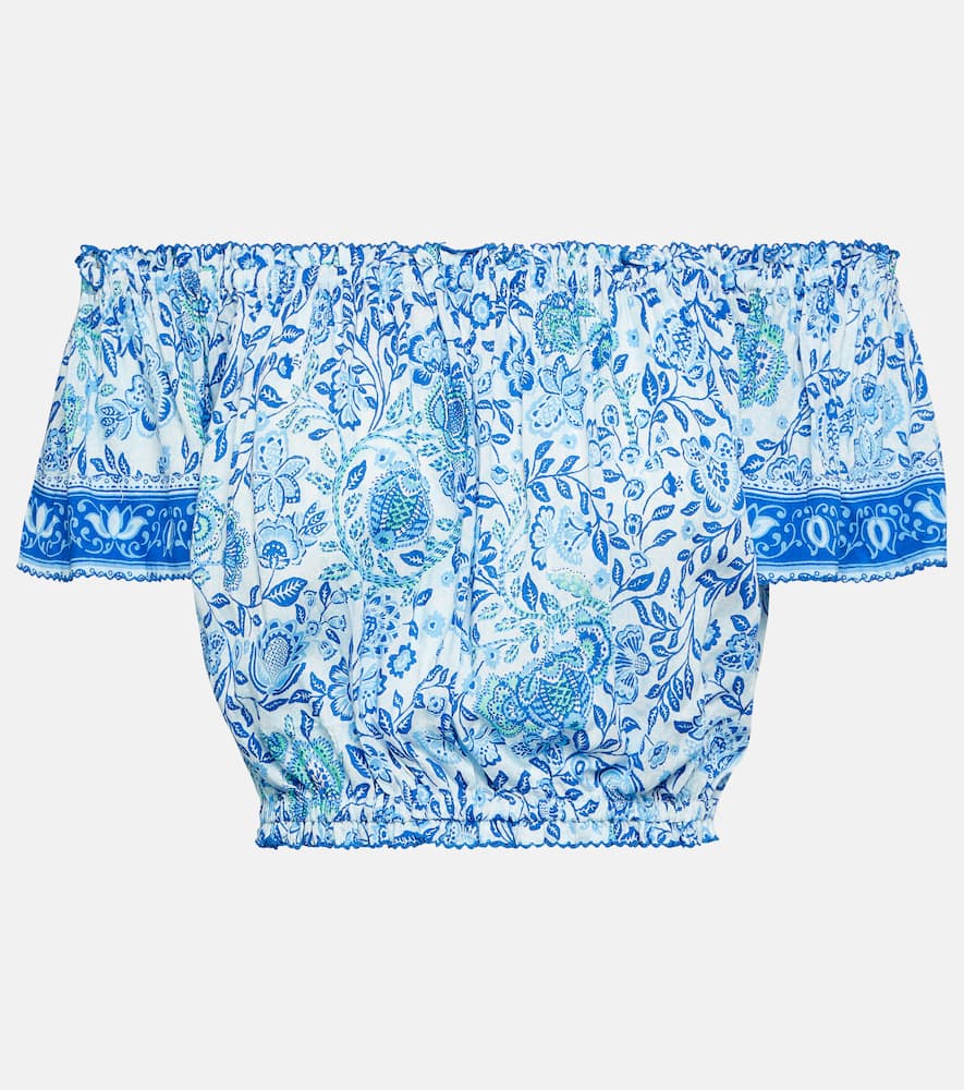 Poupette St Barth Camila Printed Top In Royal Pensee