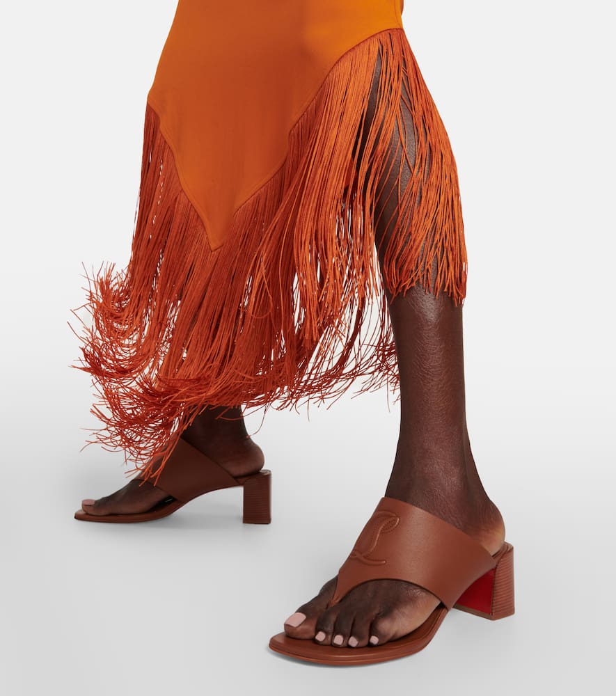 Christian Louboutin Cl Tongamule Leather Sandals In Black