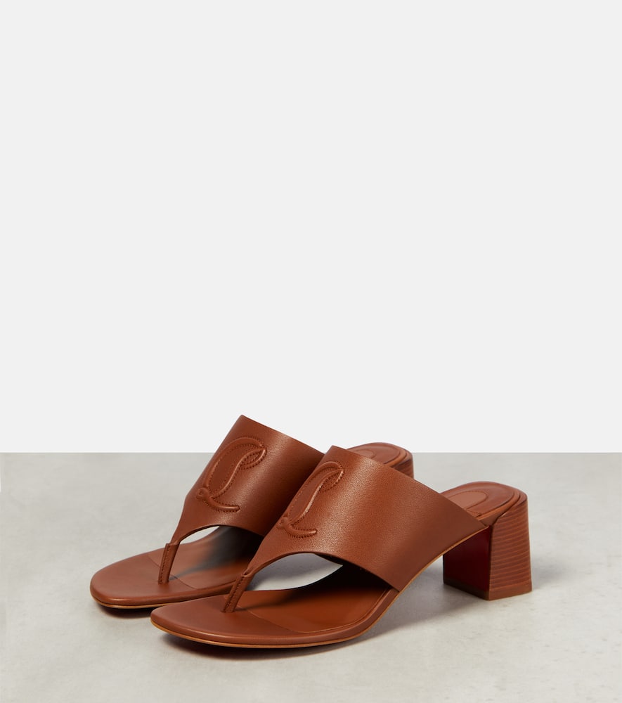 Christian Louboutin Cl Tongamule Leather Sandals In Black