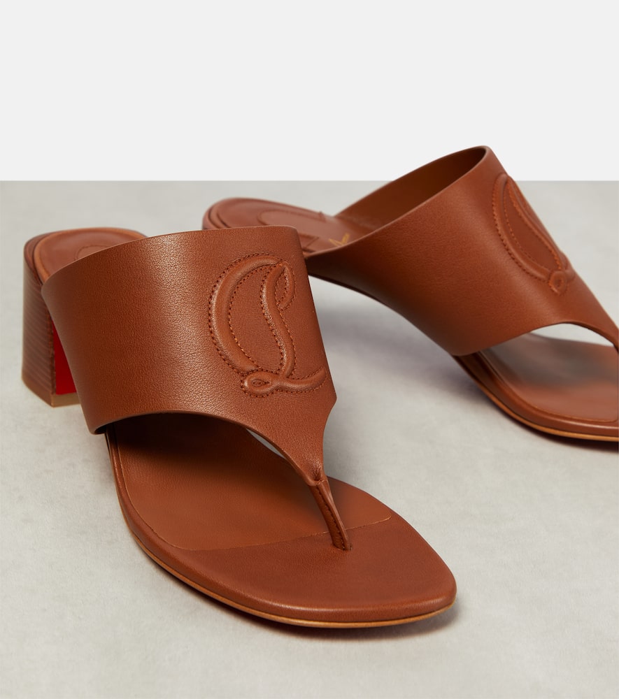 Christian Louboutin Cl Tongamule Leather Sandals In Black