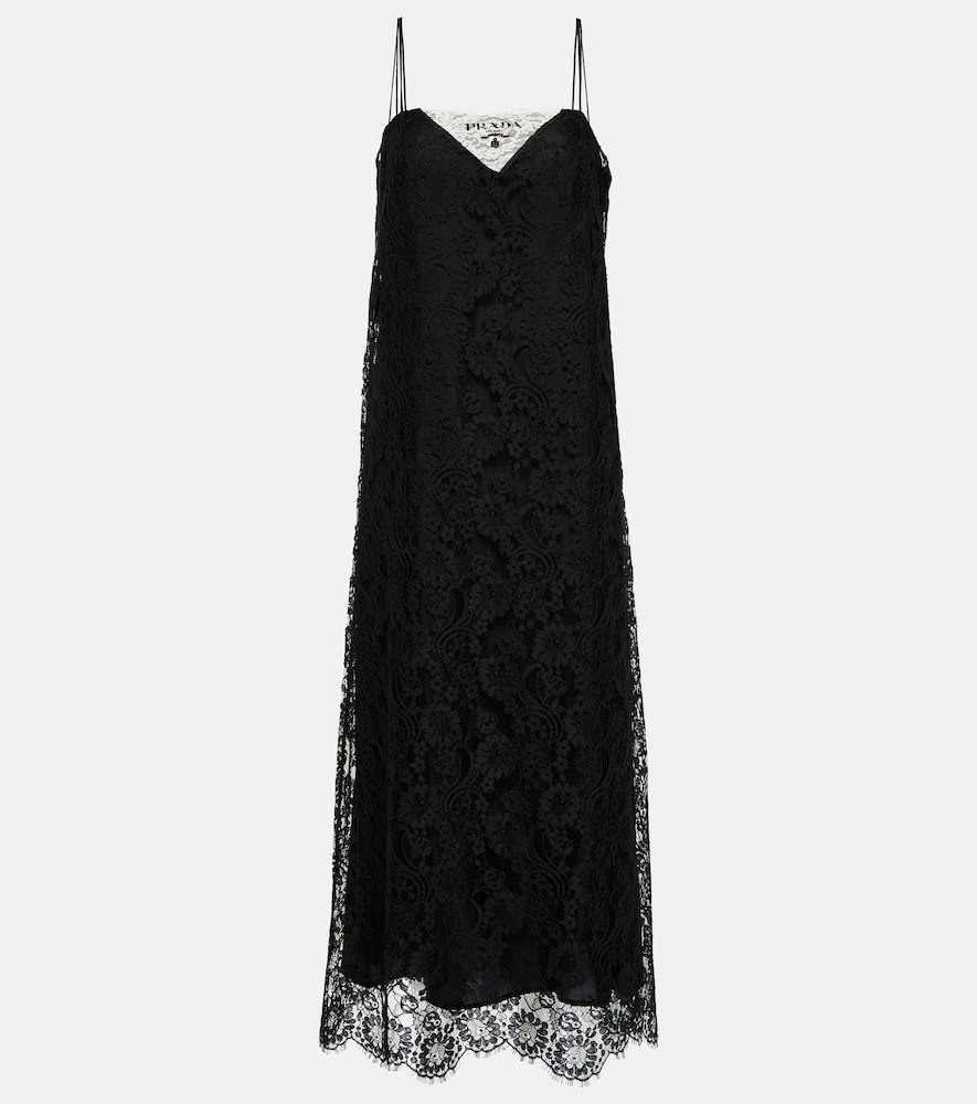 Prada Logo lace slip dress