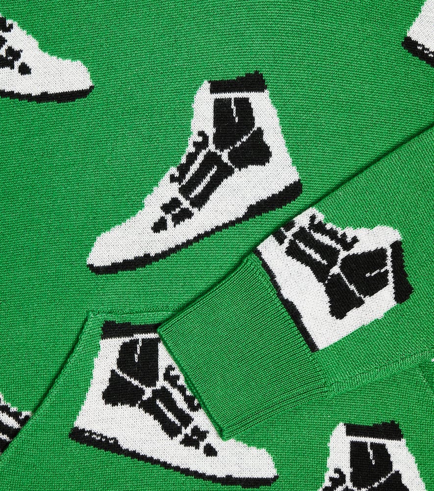 Amiri Skel Top Intarsia Wool Hoodie In Green
