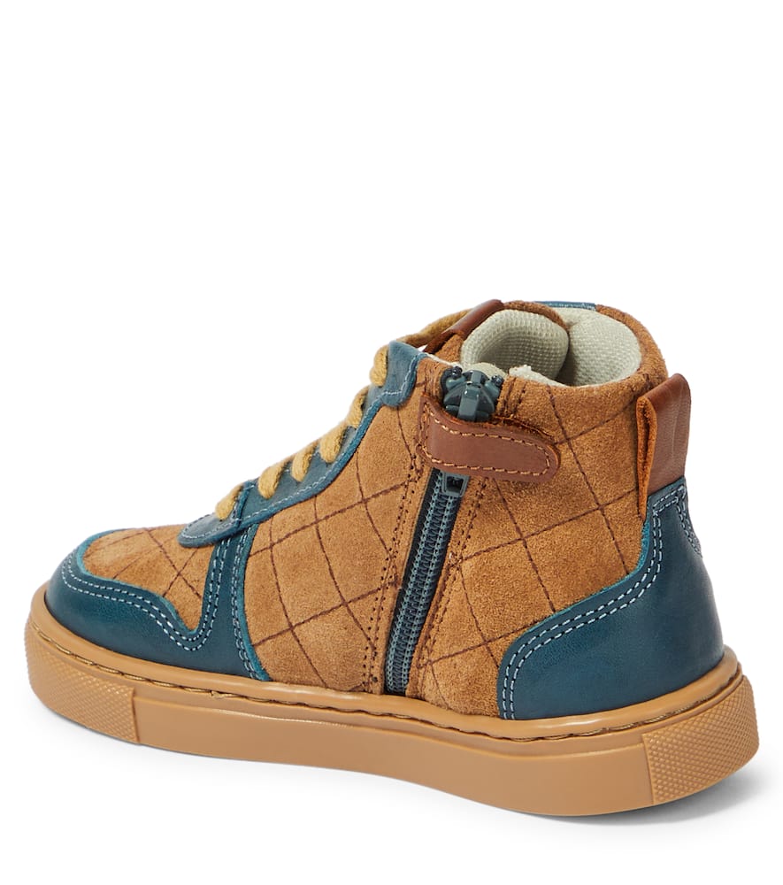 Petit Nord Quilted Suede Sneakers In Brown