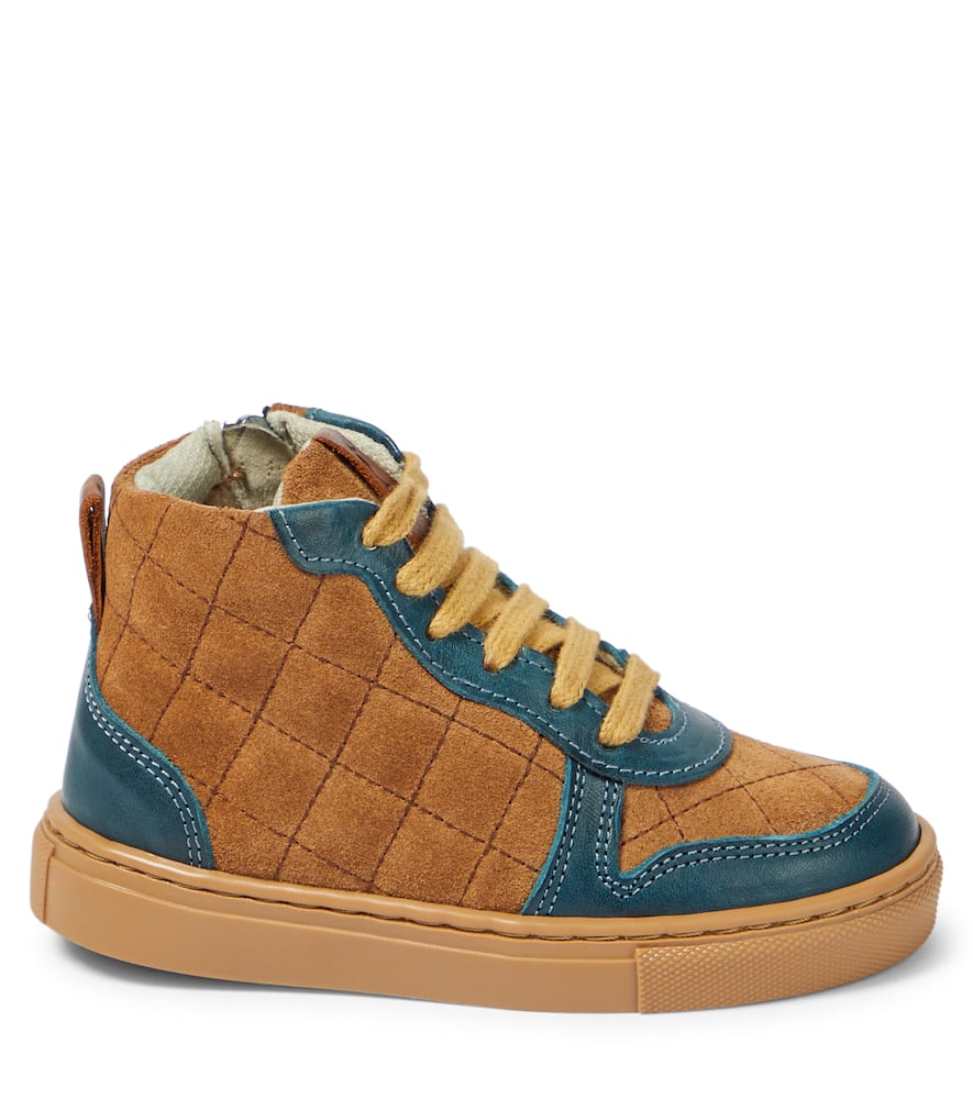 Petit Nord Quilted Suede Sneakers In Brown