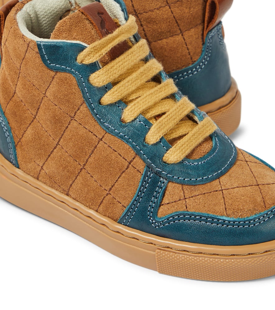 Petit Nord Quilted Suede Sneakers In Brown