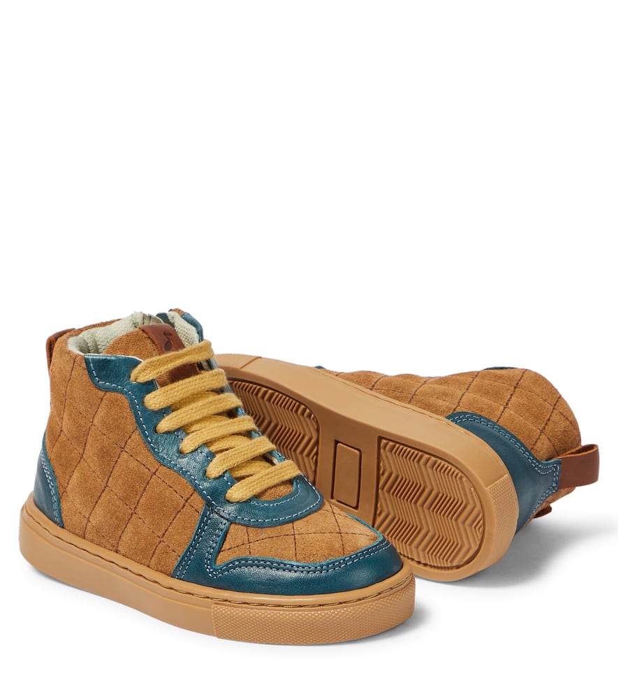 Petit Nord Quilted Suede Sneakers In Brown