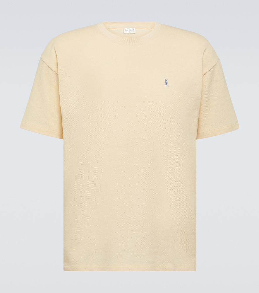 Saint Laurent Cassandre cotton-blend piqué T-shirt