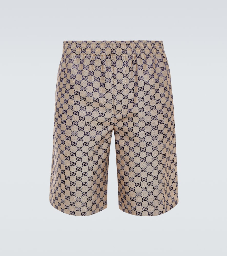 Shop Gucci Gg Linen-blend Shorts In Beige