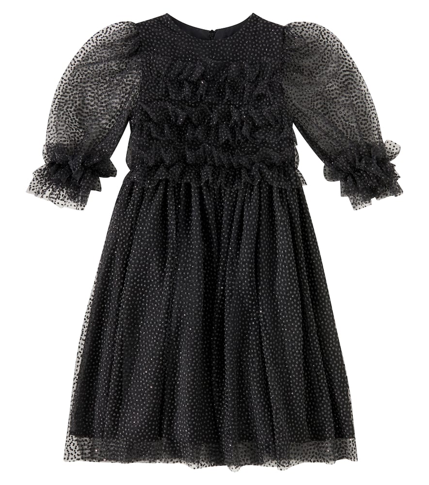 Patachou Polka-dot Tulle Dress In Black