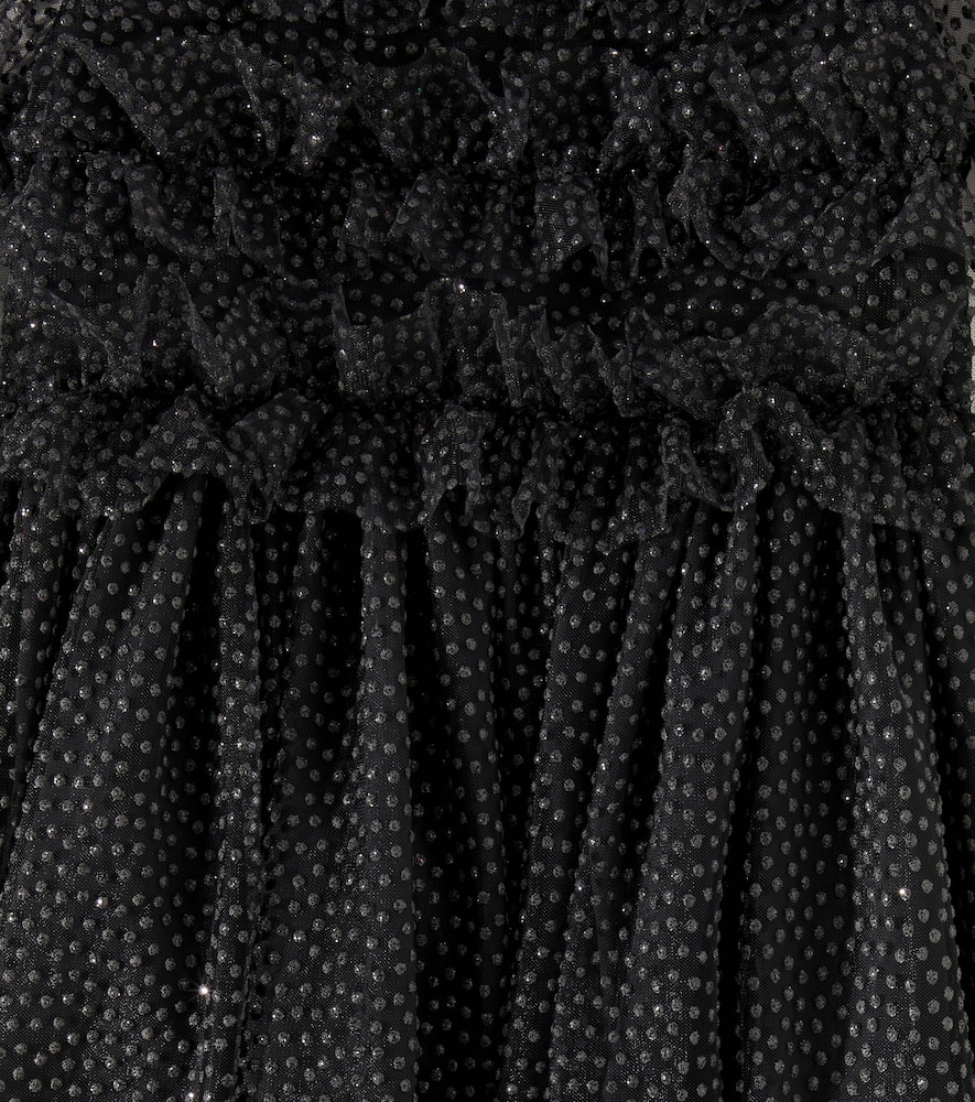 Patachou Polka-dot Tulle Dress In Black