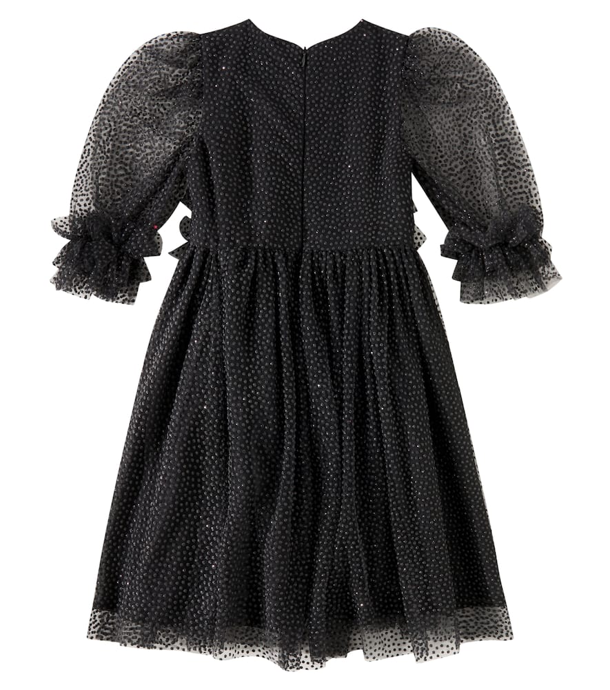 Patachou Polka-dot Tulle Dress In Black