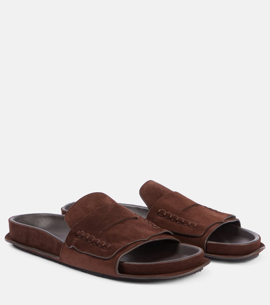 Mocassin suede slides