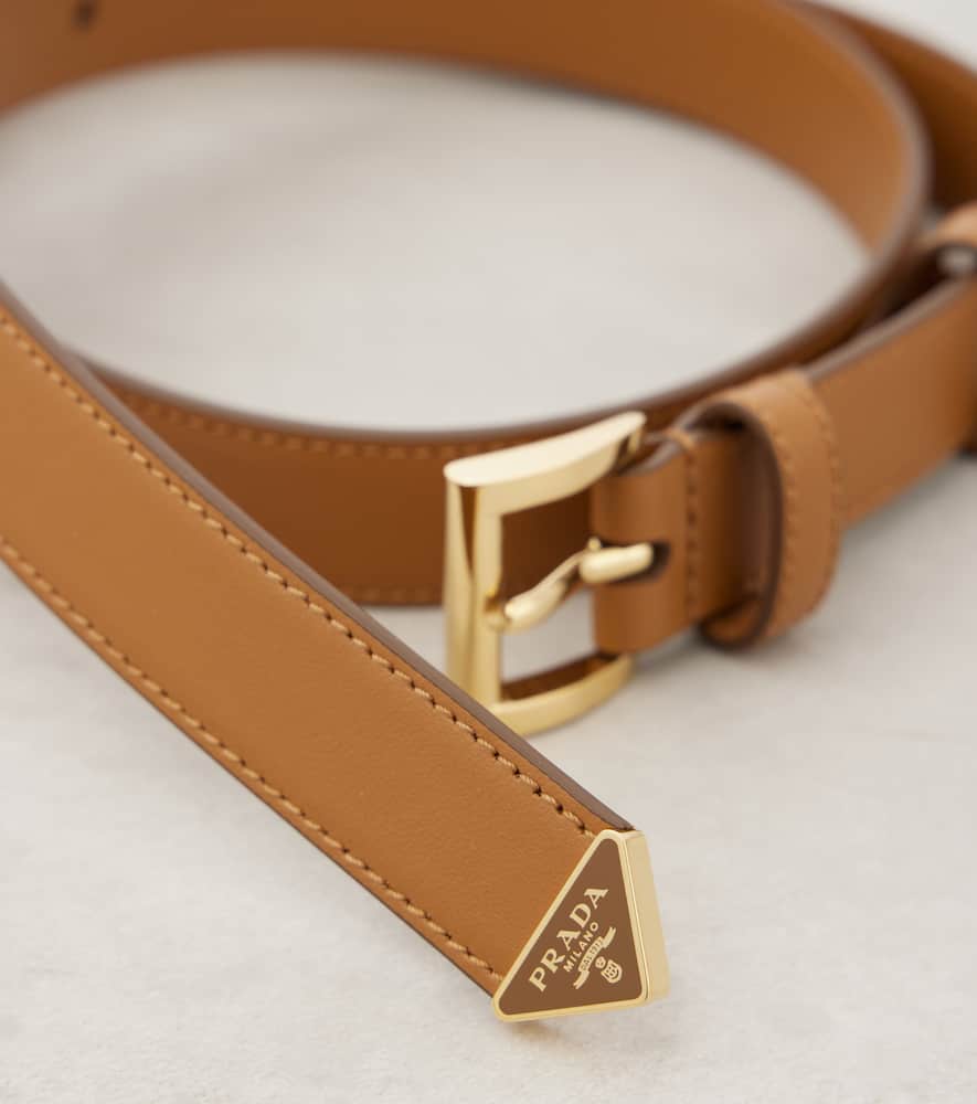 Prada Caramel Leather Belt In Brown