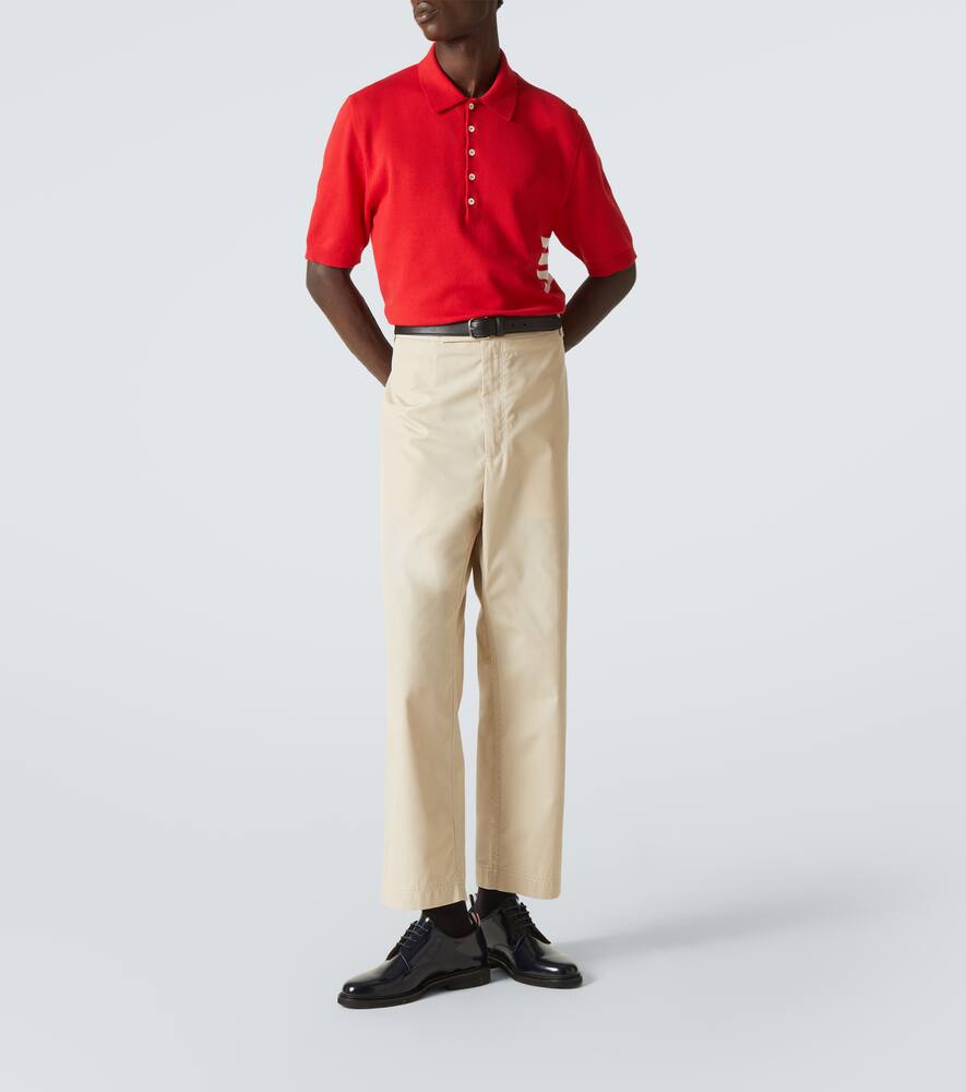 Thom Browne 4-bar Cotton Polo Shirt In Red