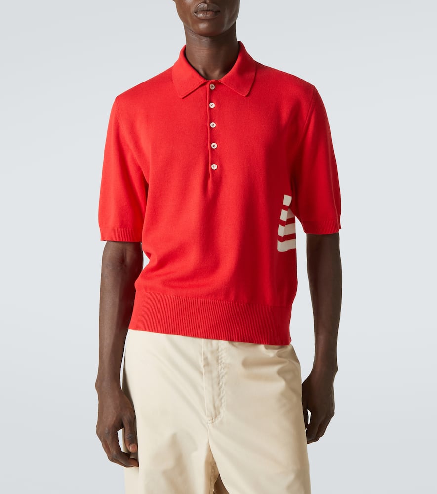 Thom Browne 4-bar Cotton Polo Shirt In Red