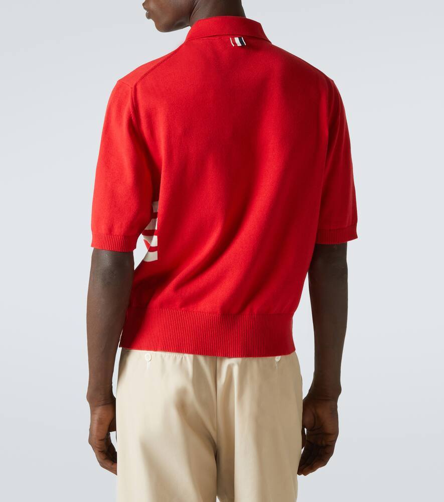 Thom Browne 4-bar Cotton Polo Shirt In Red