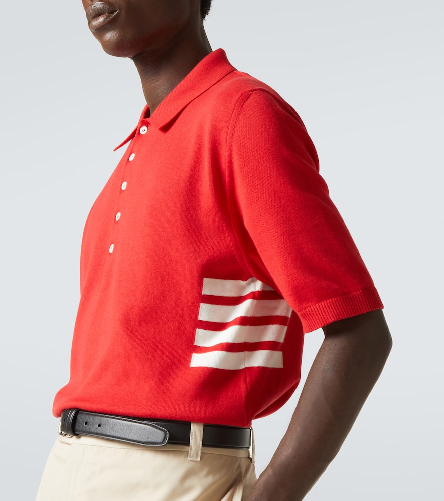 Thom Browne 4-bar Cotton Polo Shirt In Red