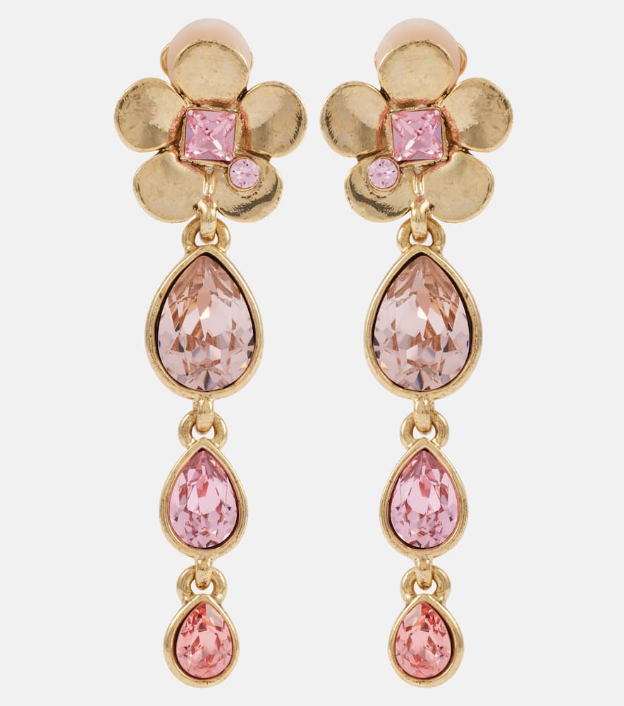 Oscar de la Renta Floral embellished clip-on earrings